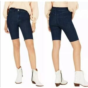 NEW Free People So Chic Denim Biker Shorts Cobalt Size 26 Cutoff Fray Bermuda